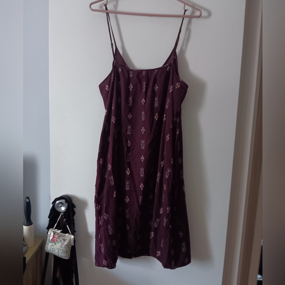 MADEWELL Burgundy Indian Cotton Patterned Slip Dress L - Picture 3 of 3